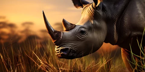 Fotobehang rhino in the sun © toomi123