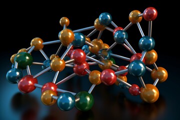 3D-rendered glycogen molecule model. Generative AI