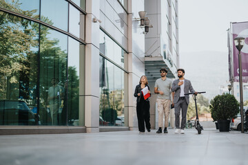 Successful Business Team Analyzing Sales Strategy in Urban City