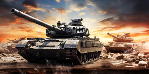 The Evolution of Armored Warfare: Tanks and Unconventional Battles background ai generated - obrazy, fototapety, plakaty