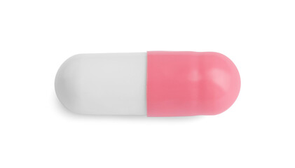 One pill isolated on white, top view