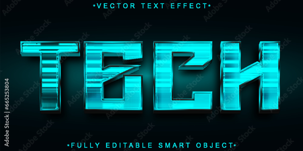 Poster shiny tech vector fully editable smart object text effect
