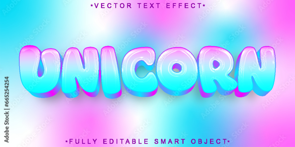Aufkleber colorful cute unicorn vector fully editable smart object text effect
