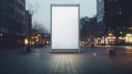 billboard or blank poster, blank white mast banner mockup, front view, outdoor, billboard clear poster for advertising display outside sign template, for Display or montage of product generate by AI