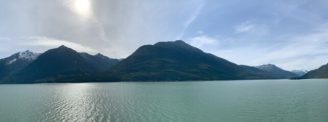 Panoramic View of the Alaskan Coast From the Water