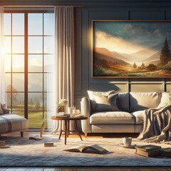 living room with fireplace