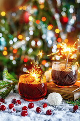 Christmas mulled wine with fireworks