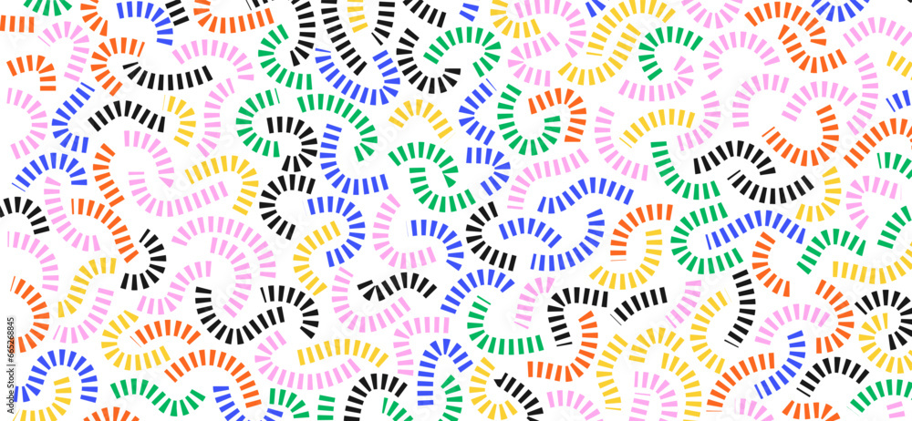 Poster colorful doodle pattern. funny vibrant pattern. colorful curved lines on white background.
