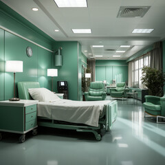 a vacant hospital in green color
