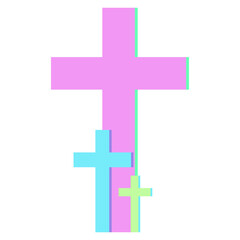 Three crosses in different sizes in Easter colors