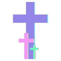Three crosses in different sizes in Easter colors