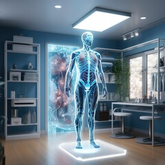 Medical Illustration Human Body Transparent Blue Model Digitally Generated