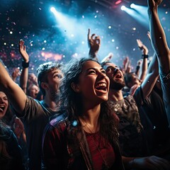 Excitement in the Air For a Crowd of Teenagers Dancing at a Show
