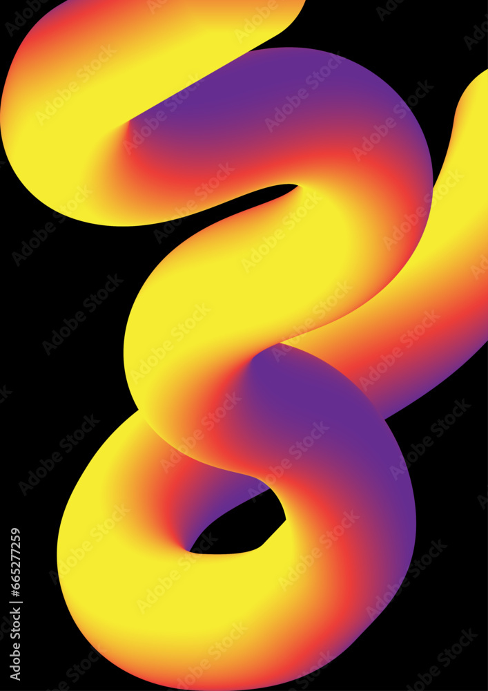 Aufkleber abstract 3d curved neon line concept. creativity and art object for flyers. orange spiral with blue 