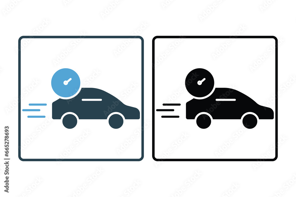 Poster car speed icon. car with speedometer. icon related to speed. suitable for web site, app, user interf