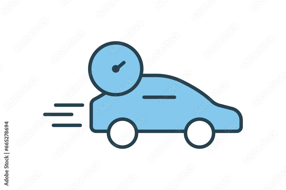 Poster car speed icon. car with speedometer. icon related to speed. suitable for web site, app, user interf