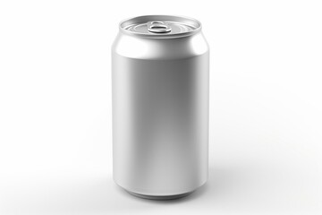 Blank metal can isolated on white background, used for packaging beverages. Empty template for energy drink, soda, beer, water, or juice. 3D rendering. Generative AI