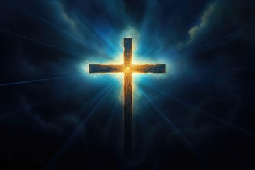 Fototapeta premium Cross symbol in mystical light Cross sign holy