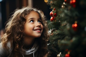 Cute little boy and girl with Santa Claus in room decorated for Christmas