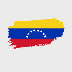 Venezuela flag with grunge texture. Vector illustration of national flag painted with brush with grunge effect and watercolor stroke. Happy Independence Day.