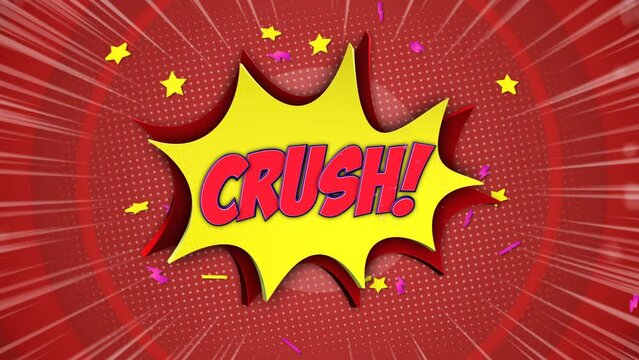 CRUSH Comic Text Animation, with Alpha Matte, Loop, 4k

