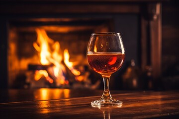 A Warm Evening in a Traditional Pub with a Glass of Rich Barleywine on an Old Wooden Table