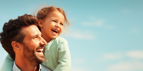 Fototapeta premium father and kid on pastel background, generative AI
