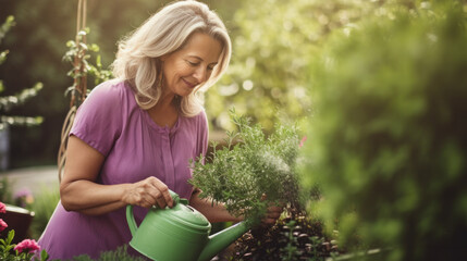 Shot of happy senior woman taking care of her plants while looking at camera in her greenhouse