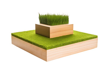 Podium on grass isolated on transparent background,transparency 