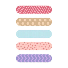 Vector flat washi tape collection on white