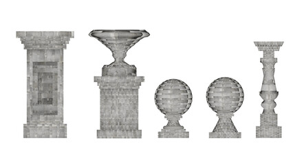 Discover a diverse array of 3D balustrade illustrations for architectural and design inspiration. These realistic renderings showcase various balustrade designs.