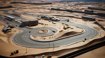 aerial view of the entire racetrack - obrazy, fototapety, plakaty