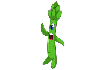 Cute Asparagus Character Design Illustration