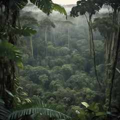 Dense Amazon rainforest area, Generative AI