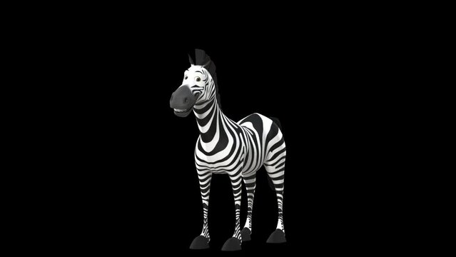 Cartoon Character Zebra Pointing Down With His Leg