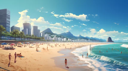 Foto op Plexiglas Copacabana, Rio de Janeiro, Brazilië illustration of Copacabana Beach