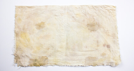 Dirty rag. Stained fabric, the surface of the fabric is stained. Fabric, matter stained with stains.