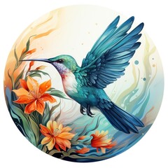 Hummingbird clipart on white background.