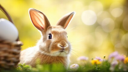 Obraz premium Easter Bunny with beautiful Spring Nature.