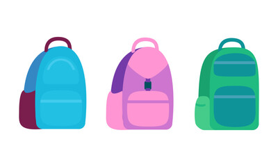 Vector colorful school bags set on white background