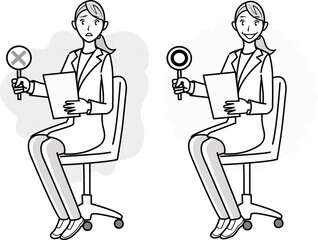 診察する女性医師のイラストセット