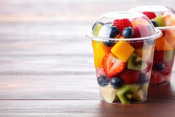 Fresh fruit salad to go with copy space.
