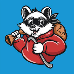 raccoon bandit thief vector logo - obrazy, fototapety, plakaty