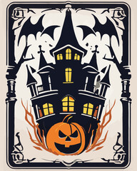 A Group Of Friends Who Embark On A Spooky Adventure On Halloween Night, Only To Encounter Something They Never Expected, Halloween vector illustrator, ghost, evil spirit and pumpkin.