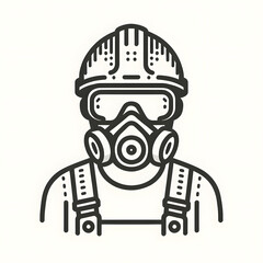 line art vector illustration of an OHS worker in protective equipment