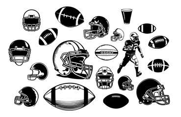 American Football Vector Sheet, Football Helmets, Football Player Vector, Vector Footballs