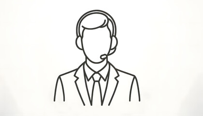 vector outline illustration showcasing a silhouette of a customer service representative.
