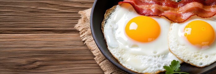 Fried eggs and bacon.
