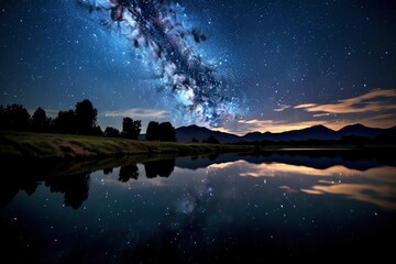 Milky Way Reflected on Lake.