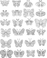 Colorful Butterfly art print poster,Butterfly wall decor.Set of realistic vector butterfly.Collection of vintage elegant illustrations of butterfly.Clip art.Design element for your project.Gold vector
